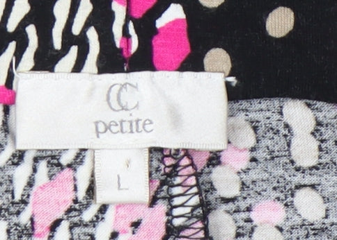 CC Petite Womens Black Pink Geometric Flare Skirt L