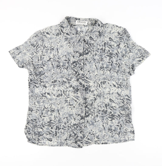 Olsen Women’s Multicoloured Silk Floral Button-Up Shirt Size 12