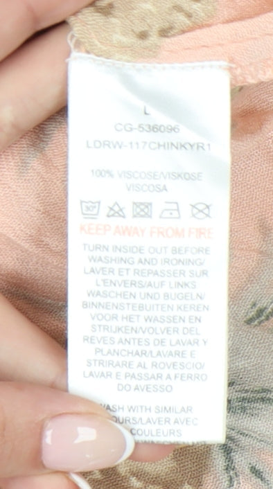 Brave Soul Women’s Pink Tropical Pineapple A-Line Sleeveless Dress L