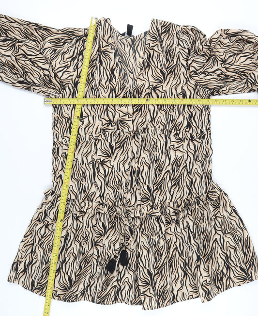 New Look Womens Beige Animal Print Shift Dress Size 12