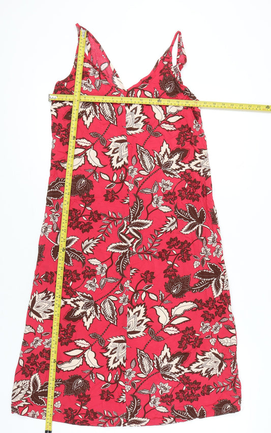 Next Women’s Red Floral V-Neck Slip Dress Size 10