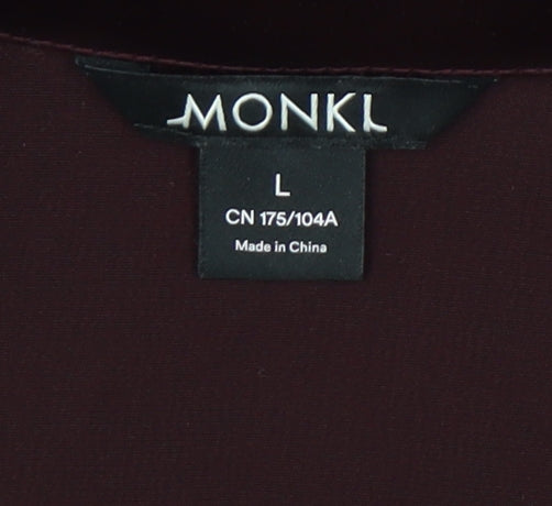 Monki Women’s Brown Collared Button-Up Shirt Size L Short Sleeve