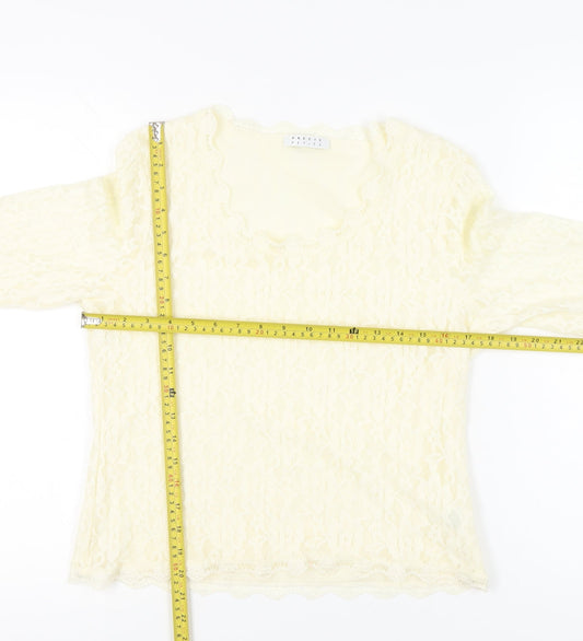 Precis Petite Women Ivory Lace Tunic Blouse M 3/4 Sleeve Scoop Neck