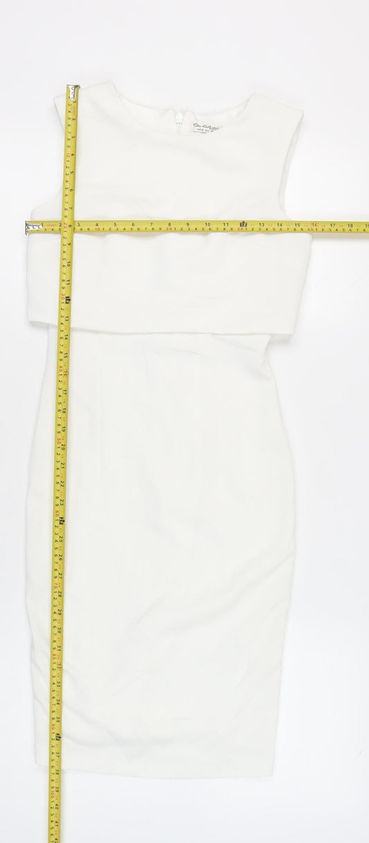 Miss Selfridge Women White UK 6 Sheath Knee Length Dress Cocktail