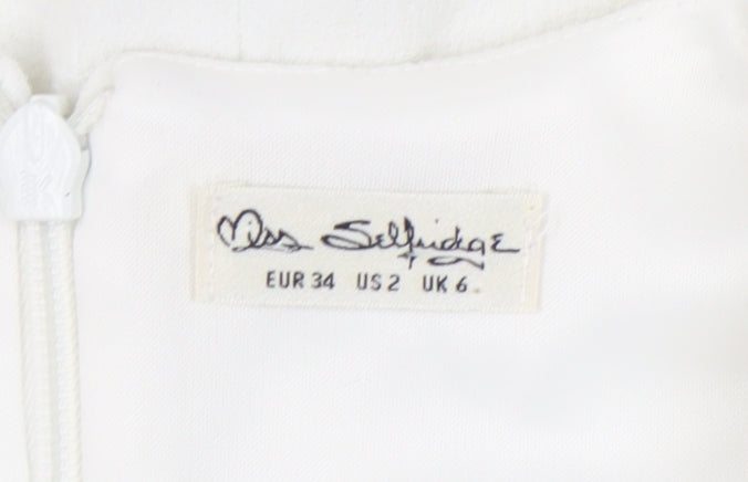 Miss Selfridge Women White UK 6 Sheath Knee Length Dress Cocktail