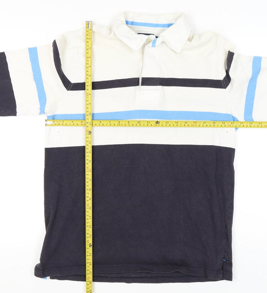 Howick Men's Blue Striped Long Sleeve Polo Shirt Size L