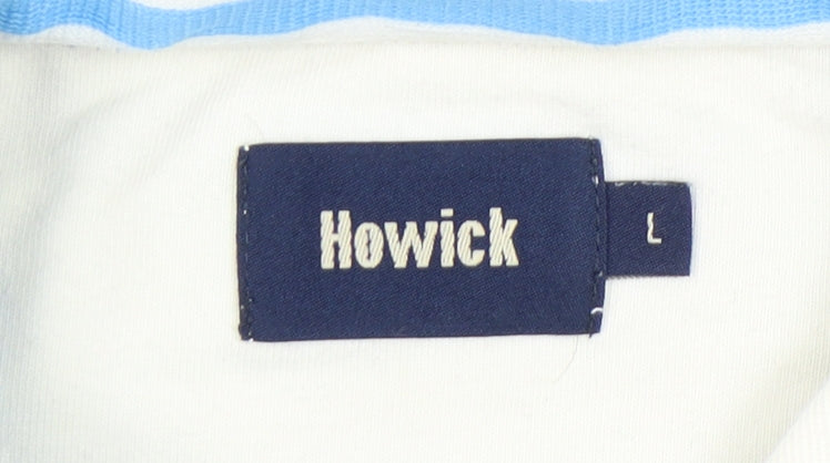 Howick Men's Blue Striped Long Sleeve Polo Shirt Size L