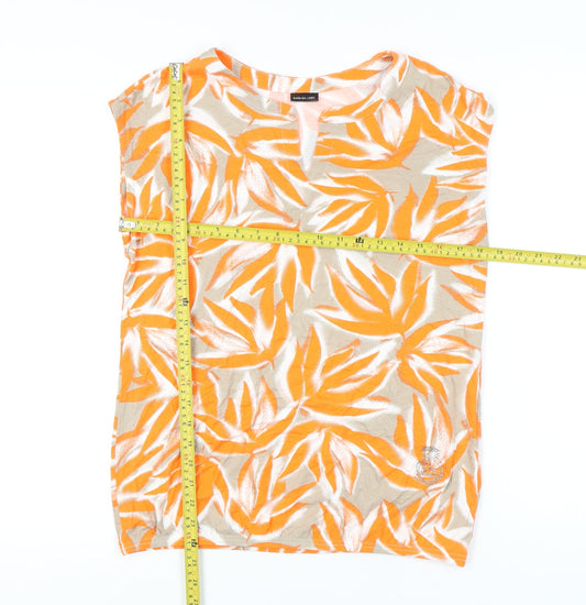 Barbara Lebek Women’s Orange Beige Floral Blouse Size 12