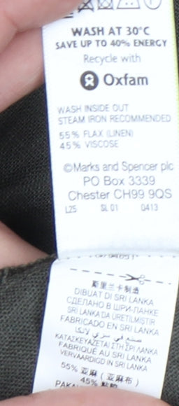 Marks and Spencer Women’s Green Linen Blend A-Line Skirt Size 12