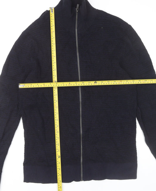 George Men’s Navy Full Zip Cotton Knit Jumper Size L