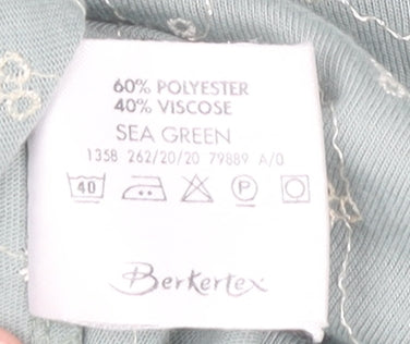 Berkertex Women’s Green Floral Short Sleeve T-Shirt Size 16