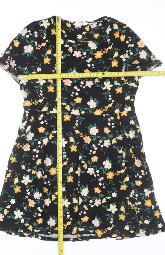 Dorothy Perkins Women’s Black Floral A-Line Dress Size 16