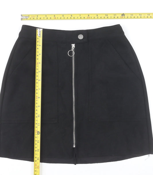Bershka Women’s Black XS Short Pencil Skirt with Zip