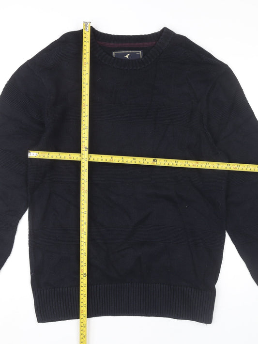 Howick Men's Black Cotton Crew Neck Jumper Size M Classic Pullover