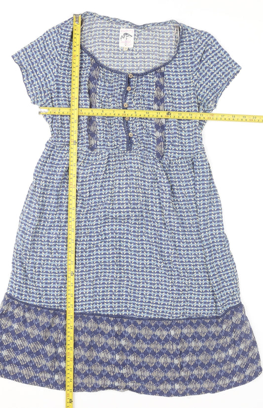 Mantaray Women’s Blue Geometric Knee Length Shift Dress Size 12