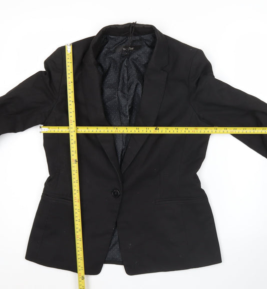 Next Women Black Size 10 Tailored One Button Blazer Jacket
