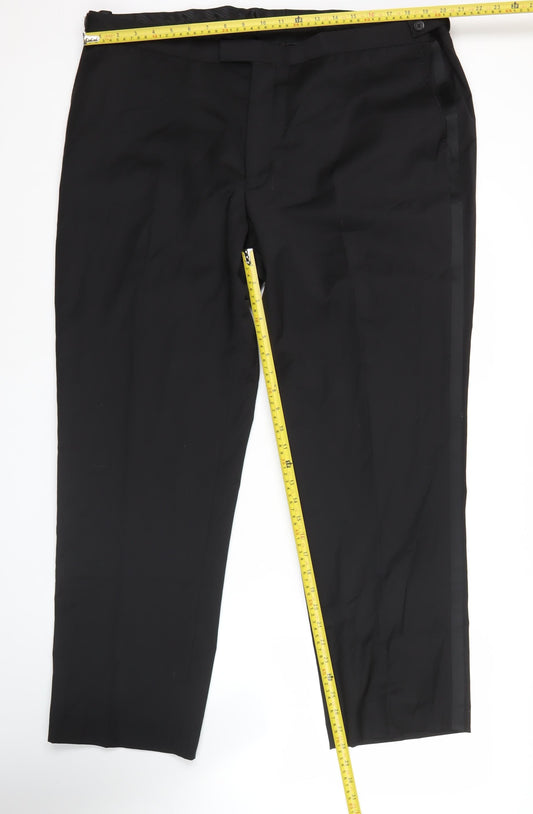 Brook Taverner Men’s Black 44W Dress Pants Wool Blend Formal Trousers