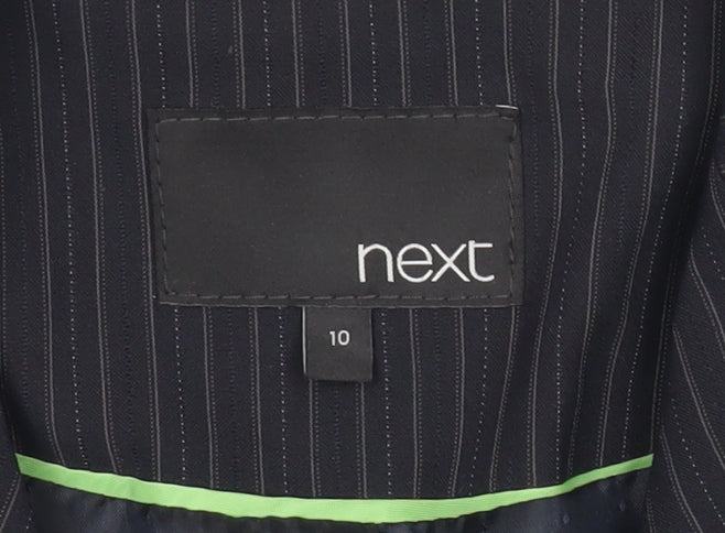 Next Womens Black Pinstripe Blazer Size 10 Slim Fit Notch Lapel