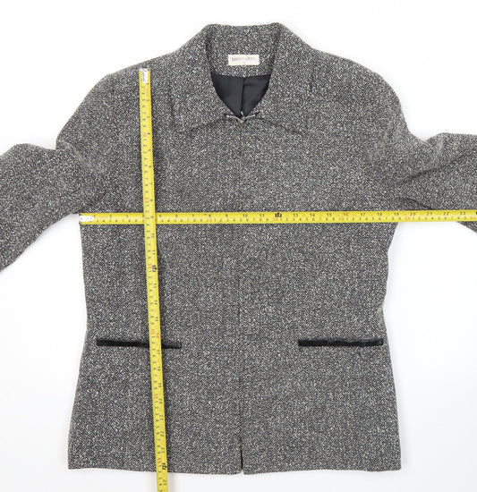 Bonmarché Women’s Grey Herringbone Jacket Size 12 Zip Business Casual
