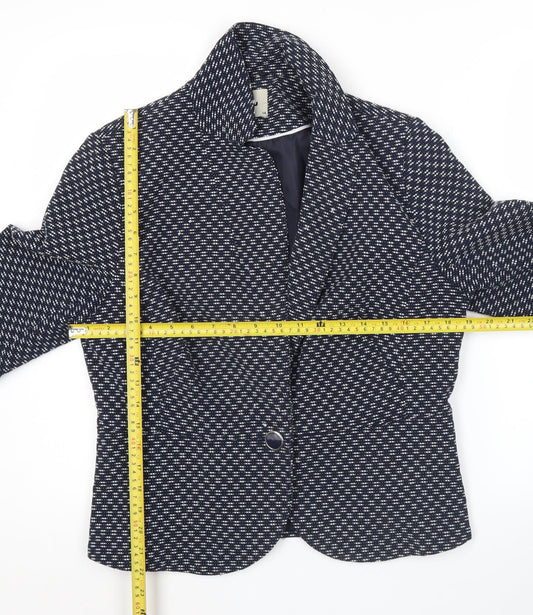 Tu Womens Blue Textured Blazer Size 14 Single Breasted Jacket