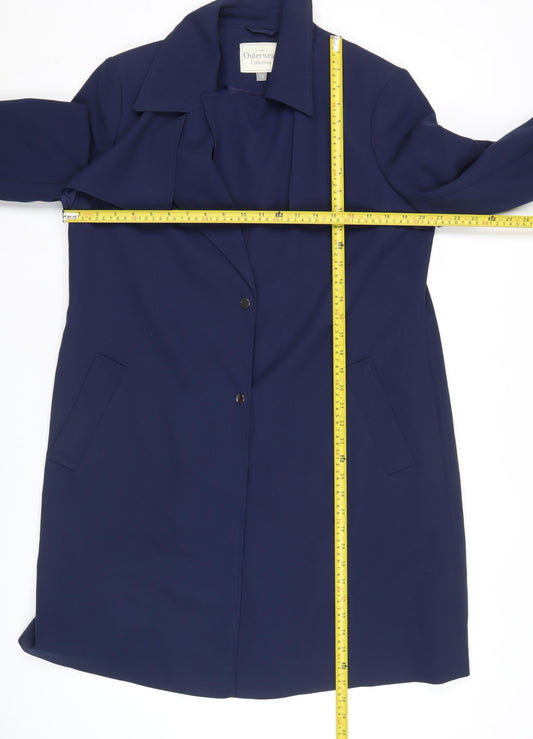 George Women’s Blue Mid-Length Overcoat Size 16 Polyester