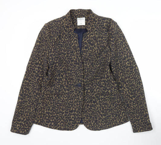 Sandwich Womens Brown Animal Print Blazer Size 12 Regular Fit