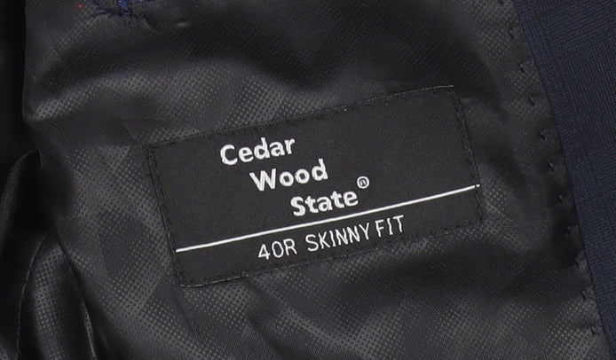 Cedar Wood State Men's Blue Check Slim Fit Blazer Jacket 40R