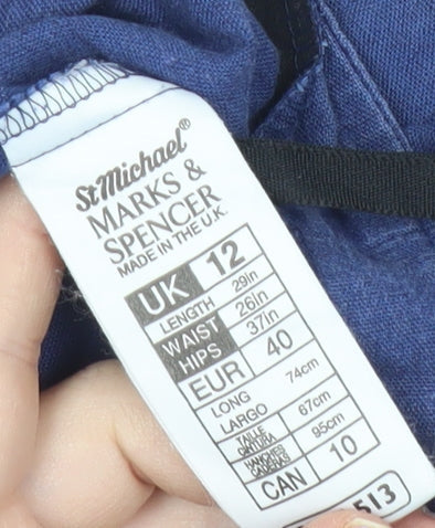 Marks and Spencer Women’s Blue Linen Cotton A-Line Midi Skirt UK 12