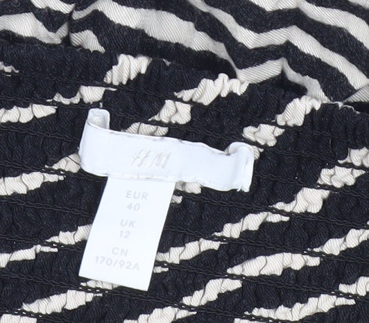 H&M Women Black Zebra Print Viscose Slip Dress UK 12