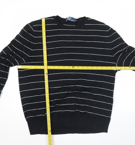 Ralph Lauren Men’s Black Striped Cotton Pullover Jumper L
