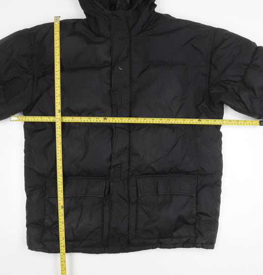 4 You Mens Black XL Winter Puffer Jacket Hooded Nylon Down