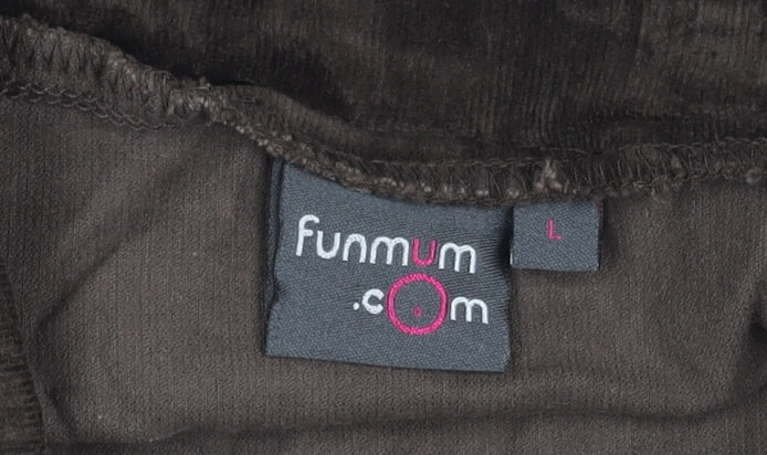 Funmum Women Brown L Maternity Knee Length Pencil Skirt Cotton Blend