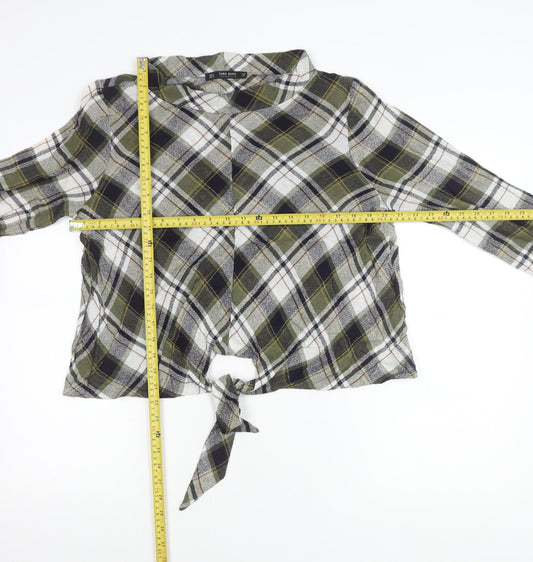 Womens UK Size XL Zara Multicoloured Cropped Button-Up