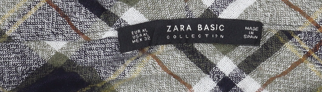 Womens UK Size XL Zara Multicoloured Cropped Button-Up