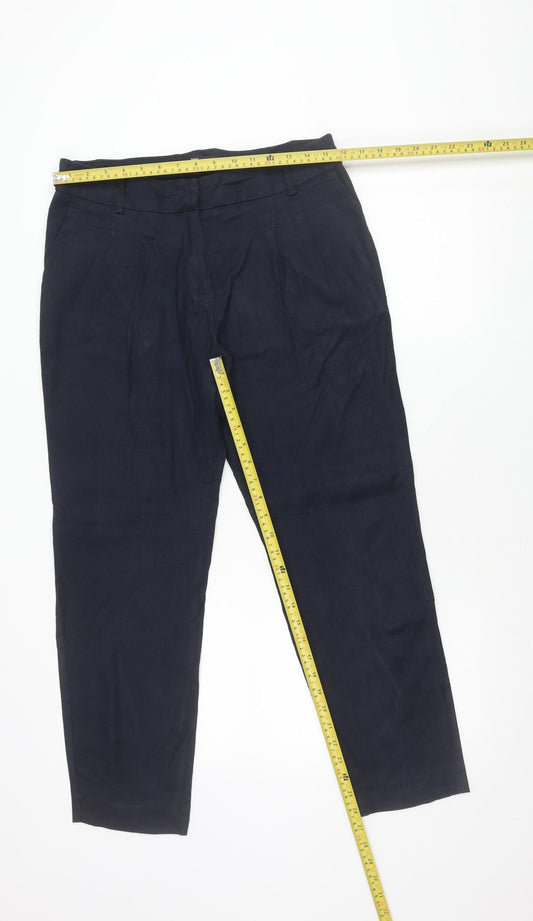 Next Women Blue Linen Blend Tailored Dress Pants Size 12L