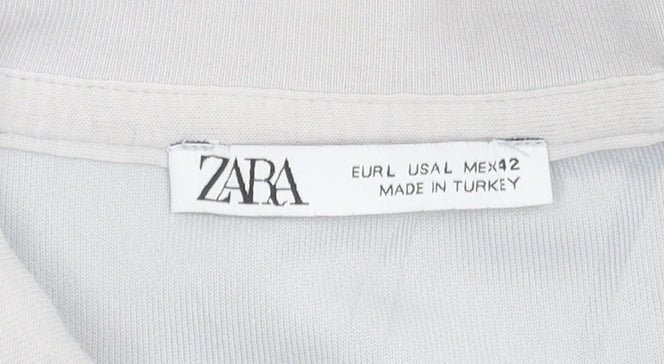 Zara Men’s Grey Polo Shirt Size L Regular Fit Short Sleeve