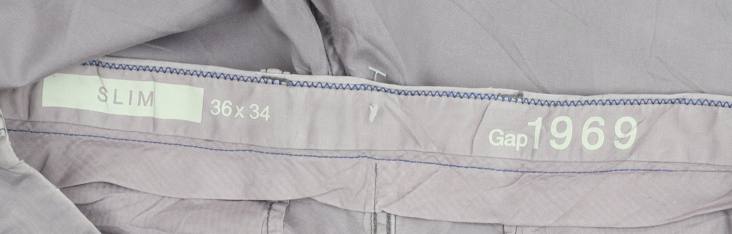 Gap Men’s Purple Slim Fit Chino Trousers 36x34 Cotton