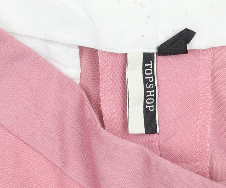 Topshop Women Pink Size 12 Slim Fit Pleated Work Trousers