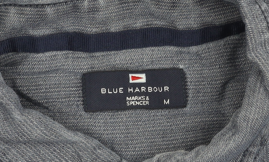 Marks and Spencer Blue Harbour Men's Blue M 38-40" Denim Cotton Button-Up Shirt