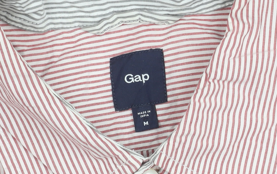 Gap Men’s Red Striped Cotton Button-Up Shirt Size M Regular Fit