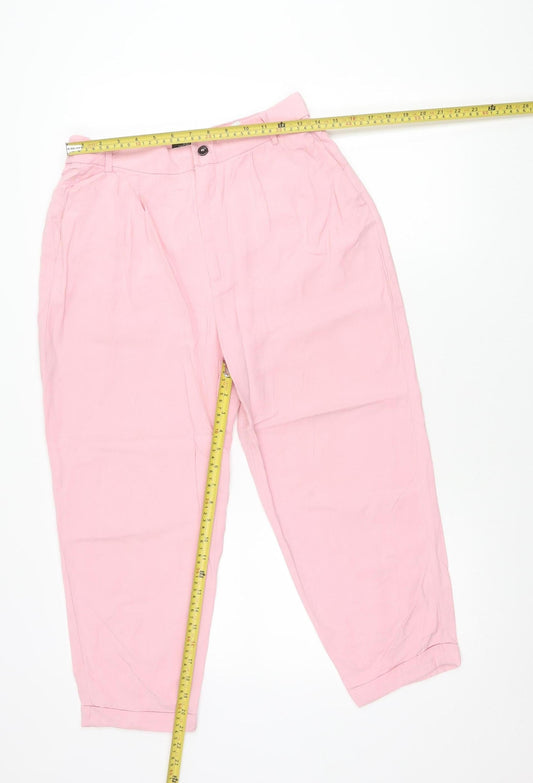 Womens UK Size 12 Zara Relaxed Fit Chino Pink Trousers