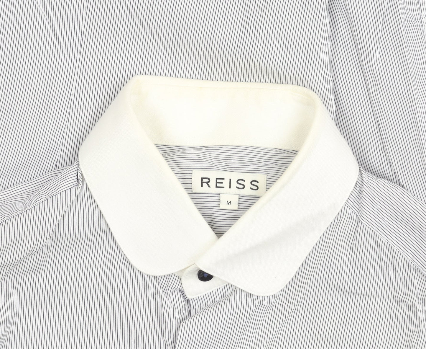 Reiss Men’s White Striped Long Sleeve Button-Up Shirt Size M