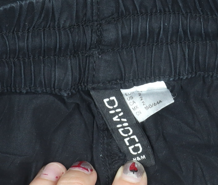 H&M Girls Black Jogger Trousers Size 6 Cotton Elastic Waist Casual