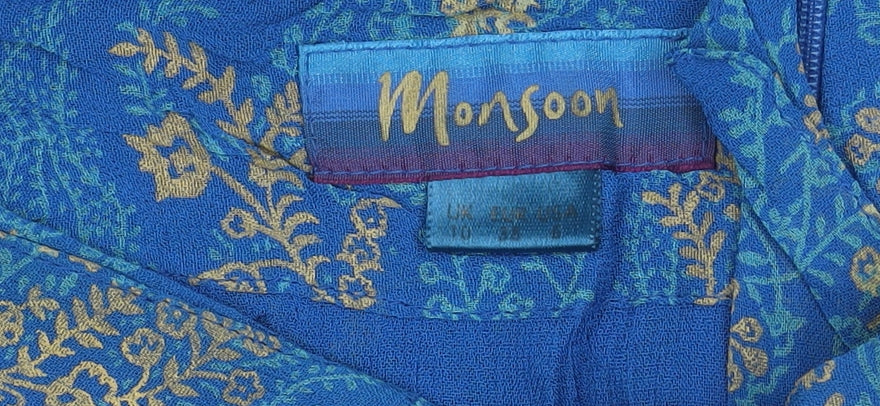 Monsoon Womens Blue Paisley Beaded Midi Skirt Size 14 Viscose