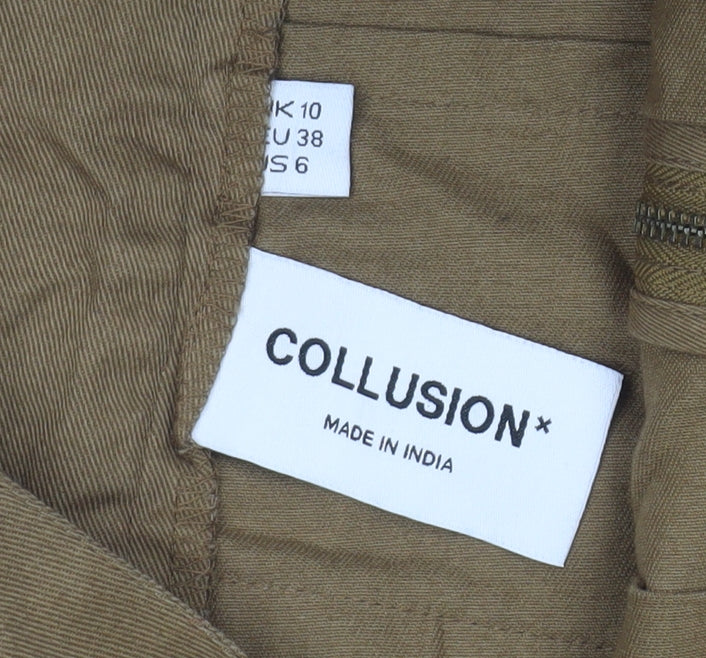 Collusion Womens Brown Cargo Short Skirt Size 10 Cotton Pockets