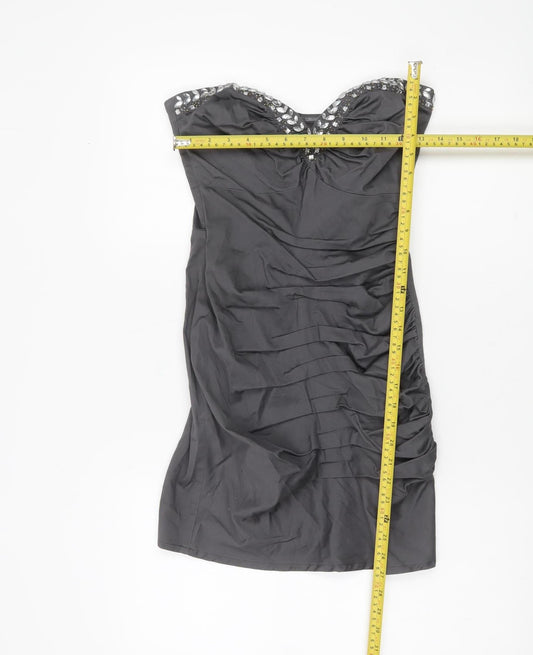 Lipsy Women’s Grey Strapless Bodycon Party Dress Size 8