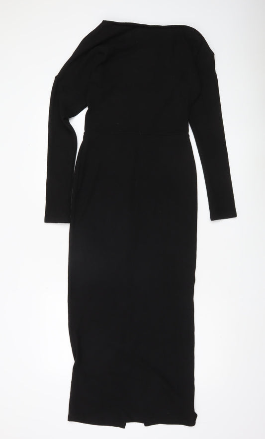 ASOS Women’s Black Bodycon Midi Dress Size 8-10 Long Sleeve