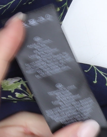 Hobbs Women’s Blue Floral Sheath Dress UK 10 Short Sleeve Silk Blend