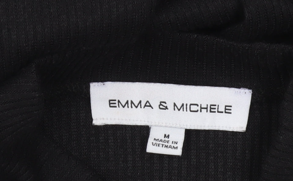 Emma & Michele Women’s Black Midi Shirt Dress M Long Sleeve