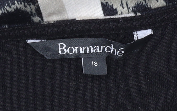Bonmarché Women’s Black Beige Animal Stripe Tunic Blouse Size 18